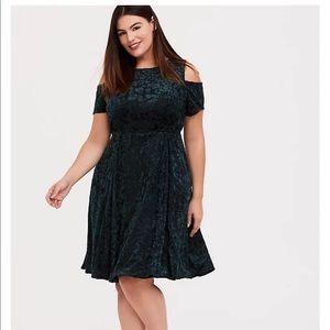 Torrid Green Velvet Skater Dress
